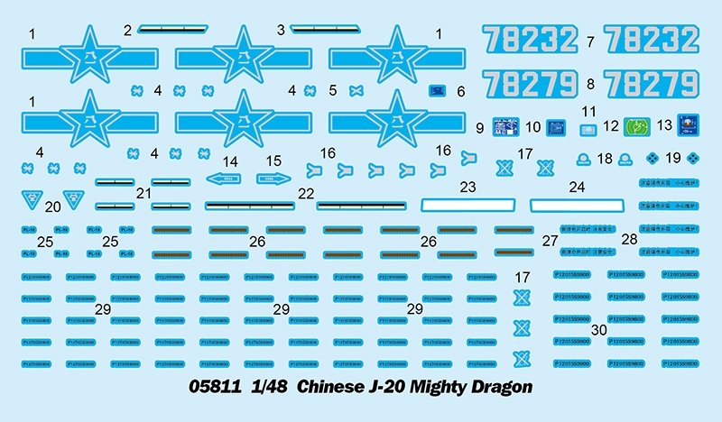 Trumpeter 05811 Chinese J-20 Mighty Dragon 1/48 – immagine 9