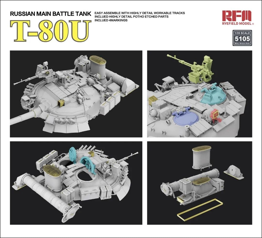 Rye Field Model 5105 Russian Main Battle Tank T-80U 1/35 – obrázek 6