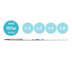 Milan 10468 Blister pack 4 round brushes (goat &amp;amp; synthetic hair) white handle 101w series no 2, 4, 6 and 8 – image 2