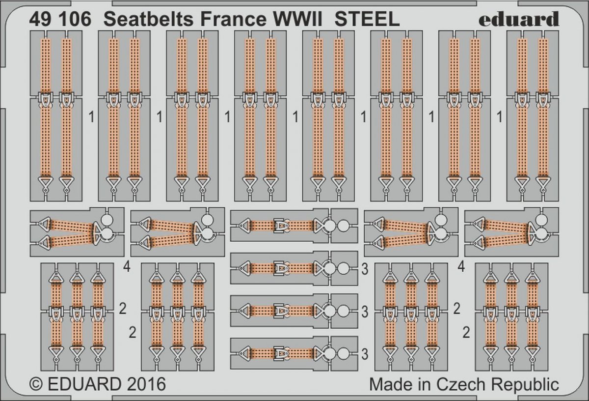 Eduard 49106 Seatbelts France WWII STEEL 1/48