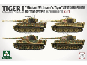 Takom 2201 Tiger I Late Production w/zimmerit Normandy 1944 Sd.Kfz. 181 Pz.Kpfw. VI Ausf. E &amp;quot;Michael Wittmann&amp;#39;s Tiger&amp;quot;(Late/Late Command) 1/35 – Bild 2