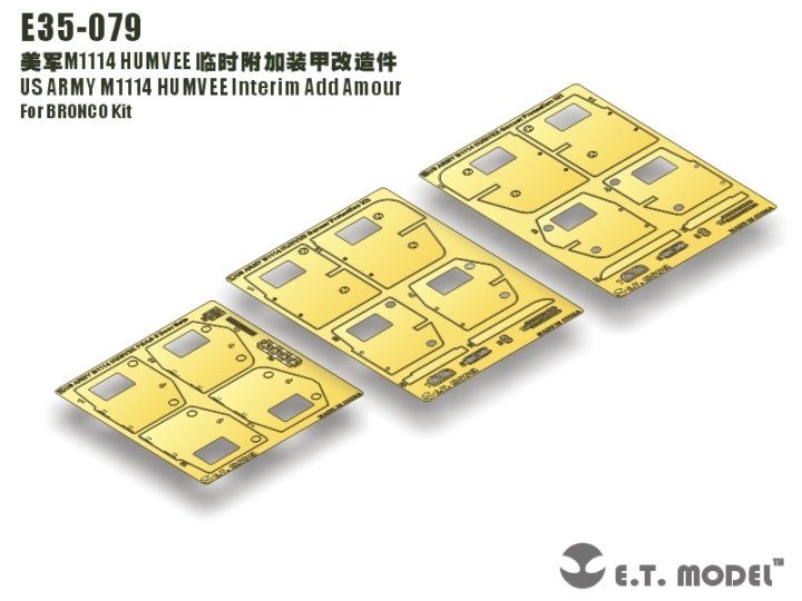 ET Model E35-079 US ARMY M1114 HUMVEE Interim Add Amour (For BRONCO Kit) (1/35)
