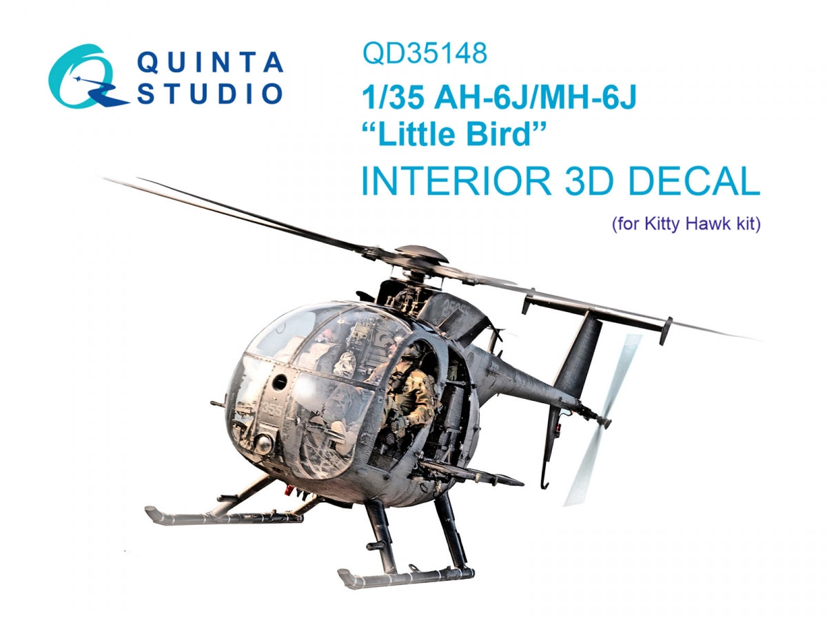 Quinta Studio QD35148 AH-6J/MH-6J 3D-Printed &amp;amp; colored Interior on decal paper (Kitty Hawk) 1/35
