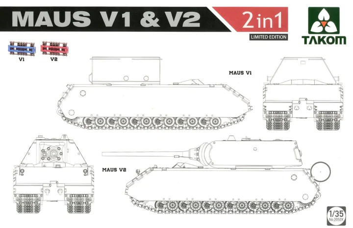 Takom 2050X Maus V1 &amp; V2 (2 en 1) Édition limitée 1/35