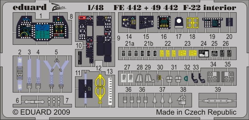 Eduard FE442 F-22 interior SA 1/48 Academy