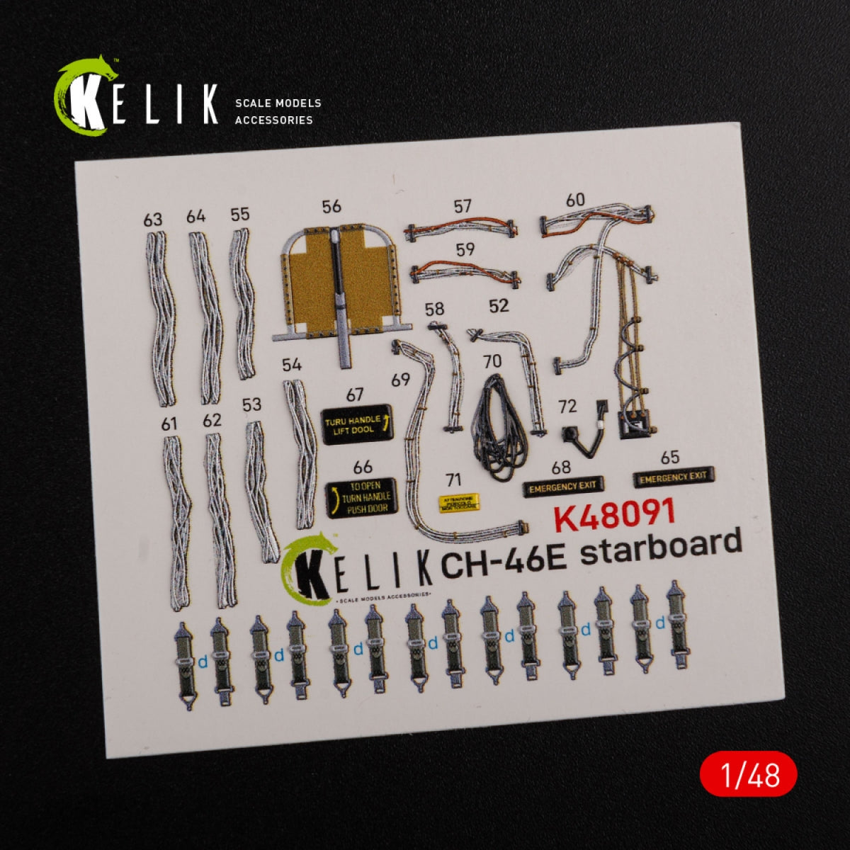 KELIK K48091 CH-46E Cargo compartment interior 3D decals for Academy kit 1/48 – obrázek 2
