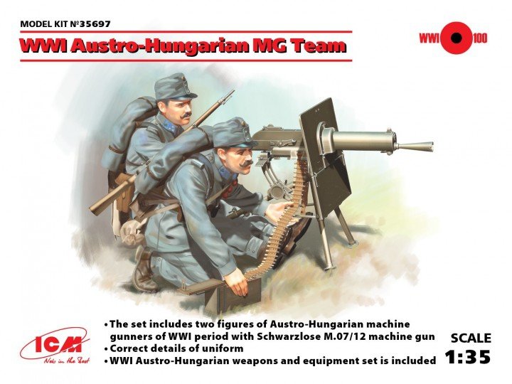 ICM 35697 Équipe de mitrailleuses austro-hongroises de la Première Guerre mondiale, échelle 1/35