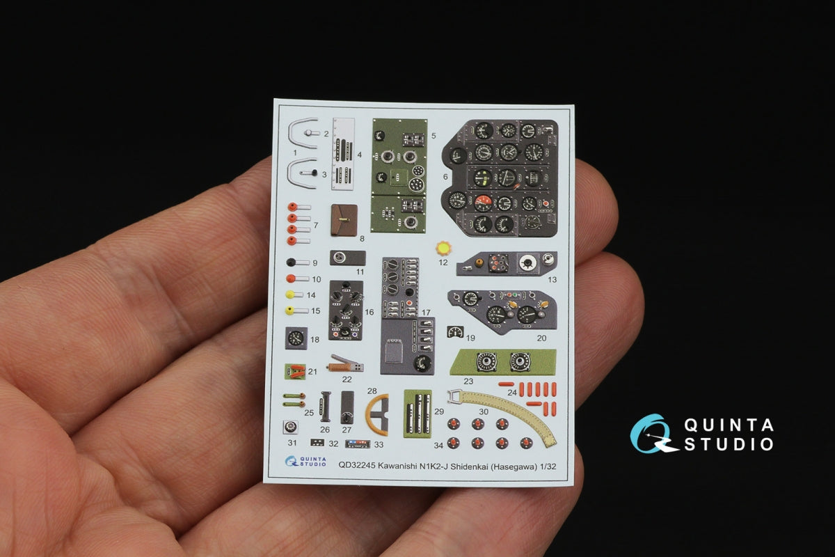 Quinta Studio QD32245 N1K2-J Shidenkai 3D-Printed &amp;amp; colored Interior on decal paper (Hasegawa) 1/32 – obrázek 3