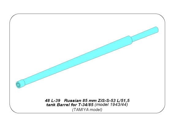 Aber 48L-39 85 mm ZiS-S-53 L/51 barrel for T-34/85 tank model 43/44 1/48 – immagine 7