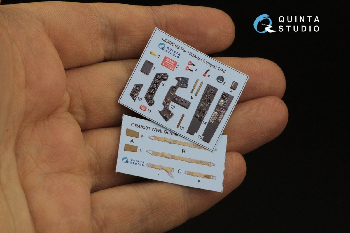 Quinta Studio QD48269 Fw 190A-8 3D-Printed &amp;amp; colored Interior on decal paper (Tamiya) 1/48 – image 3