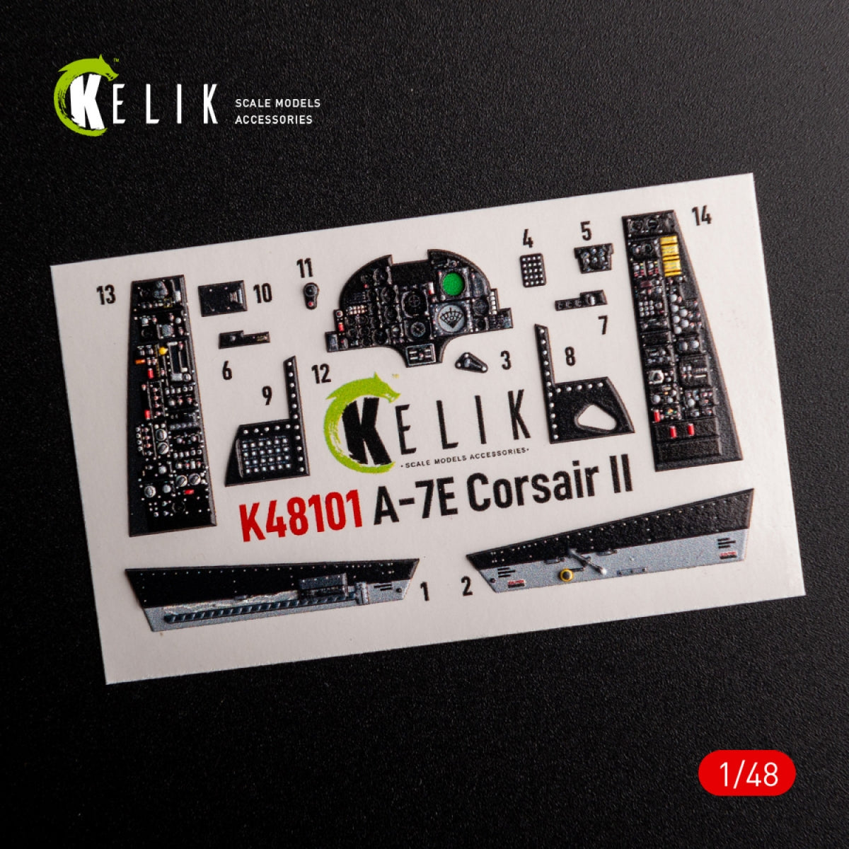 KELIK K48101 A-7E Corsair II- interior 3D decals for HobbyBoss kit 1/48 – obrázek 2