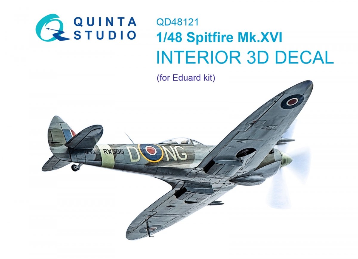 Quinta Studio QD48121 Spitfire Mk.XVI 3D-Printed &amp; colored Interior on decal paper (Eduard) 1/48