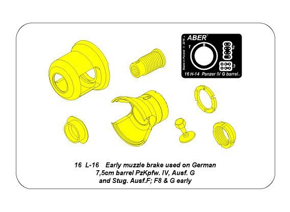 Aber 16L-16 Early muzzle brake for the barrel used in the Panzer IV, Ausf. G and in the Stug.G self-propelled gun / Early muzzle brake used on German 7.5cm barrel PzKpfw. IV, Ausf. G and Stug. Ausf.F; F8 G early 1/16 – immagine 8