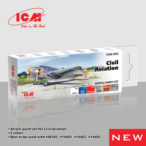 ICM 3055 Acrylic paints set for Civil Aviation 12 ml x 6