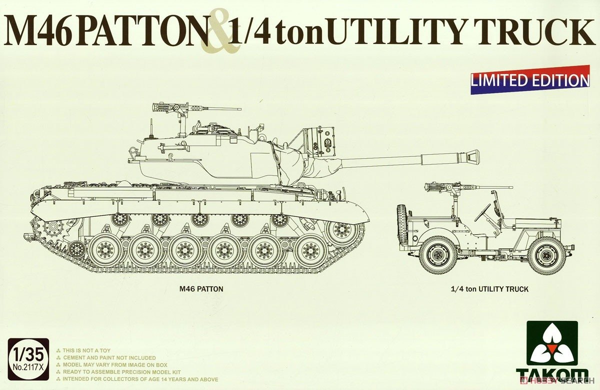 Takom 2117X M46 Patton &amp; 1/4 ton Utility Truck 1/35