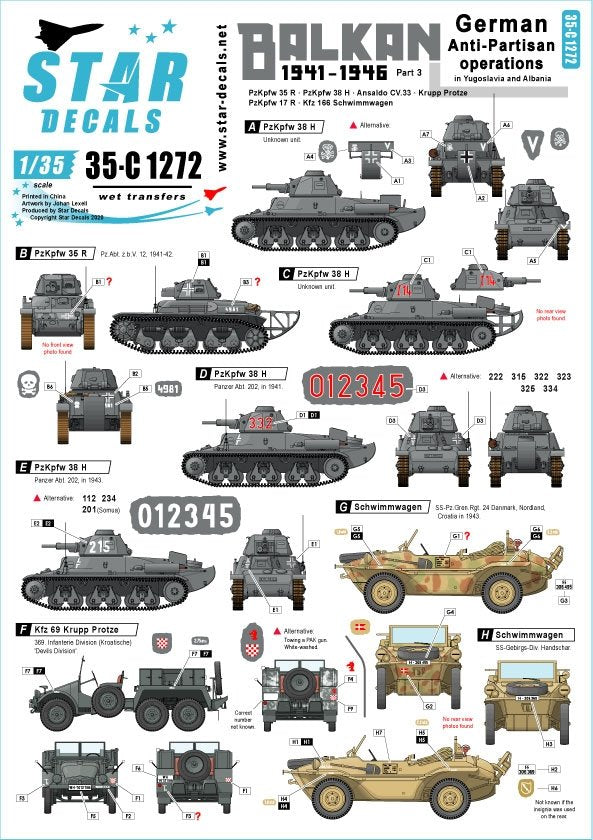 Star Decals 35-C1272 Balkan WW2 #3 1/35