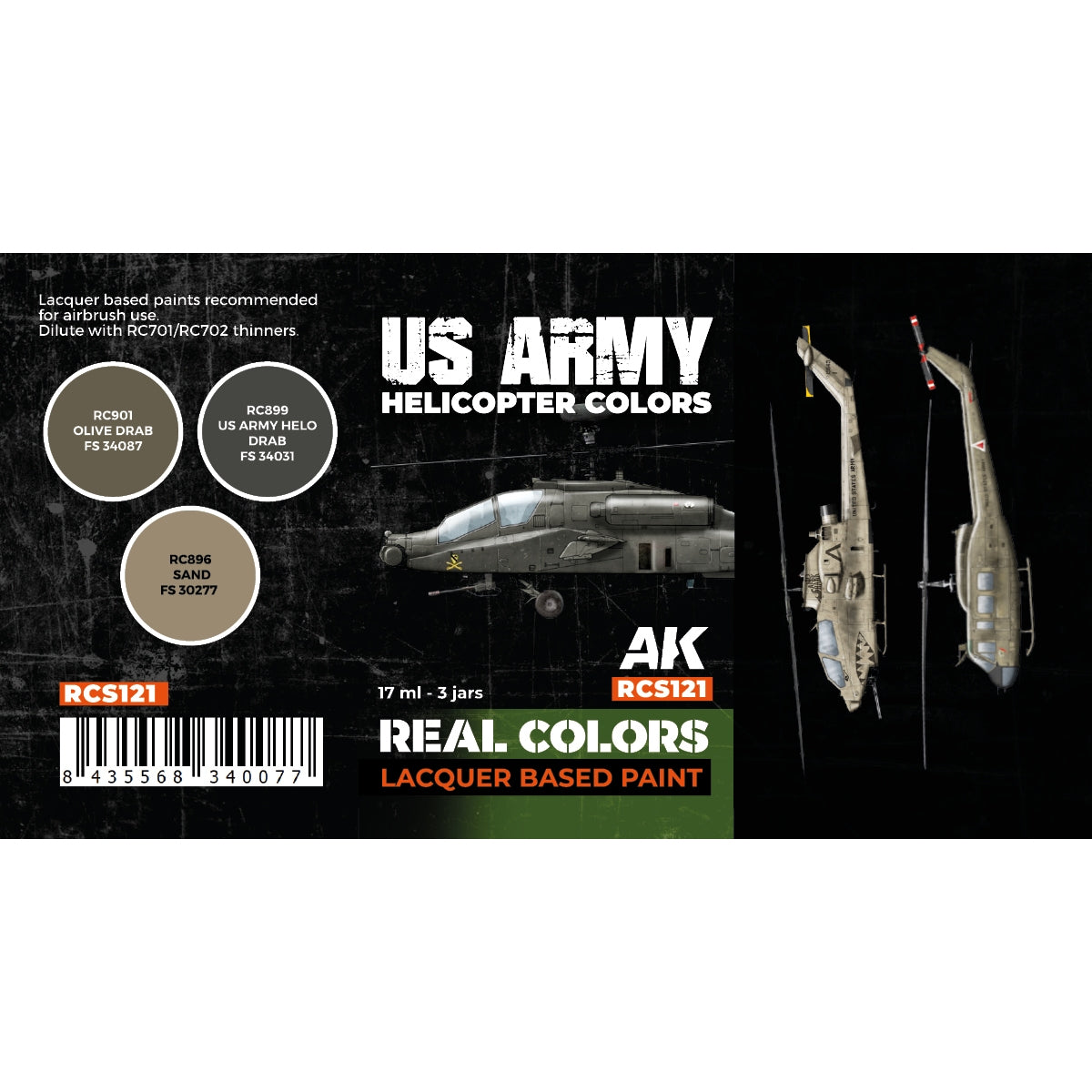AK Interactive RCS121 US Army Helicopter Colors 3x17ml – Bild 2