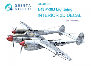 Quinta Studio QD48327 P-38J 3D-Printed &amp;amp; colored Interior on decal paper (Tamiya) 1/48