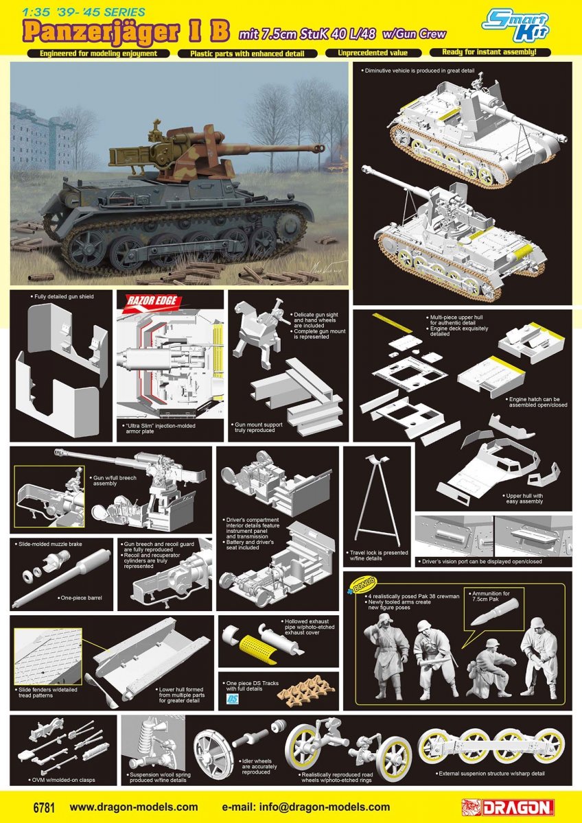 Dragon 6781 Panzerjager IB avec StuK 40 L/48 - Kit intelligent (1/35)