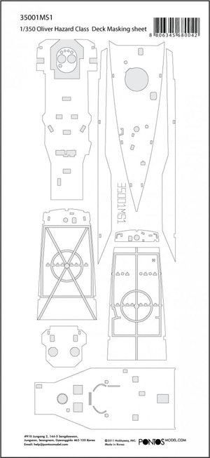 Pontos 35001MS1 USS Oliver Hazard Perry Class Deck Masking Sheet 1/350