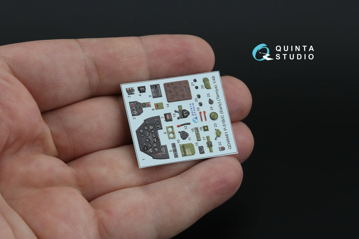 Quinta Studio QD48481 P-51B/C (Early) 3D-Printed colored Interior on decal paper (Tamiya) 1/48 – obrázek 5