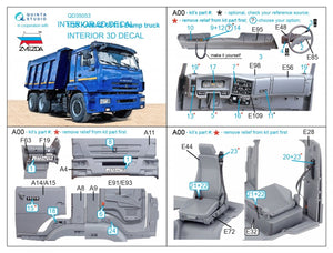 Quinta Studio QD35053 KAMAZ 65115 Camion-benne, intérieur imprimé en 3D et coloré sur papier décalcomanie (Zvezda), échelle 1/35 – image 2