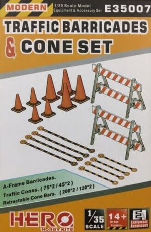 Hero Hobby E35007 Traffic Barricades &amp;amp; Cone Set 1/35