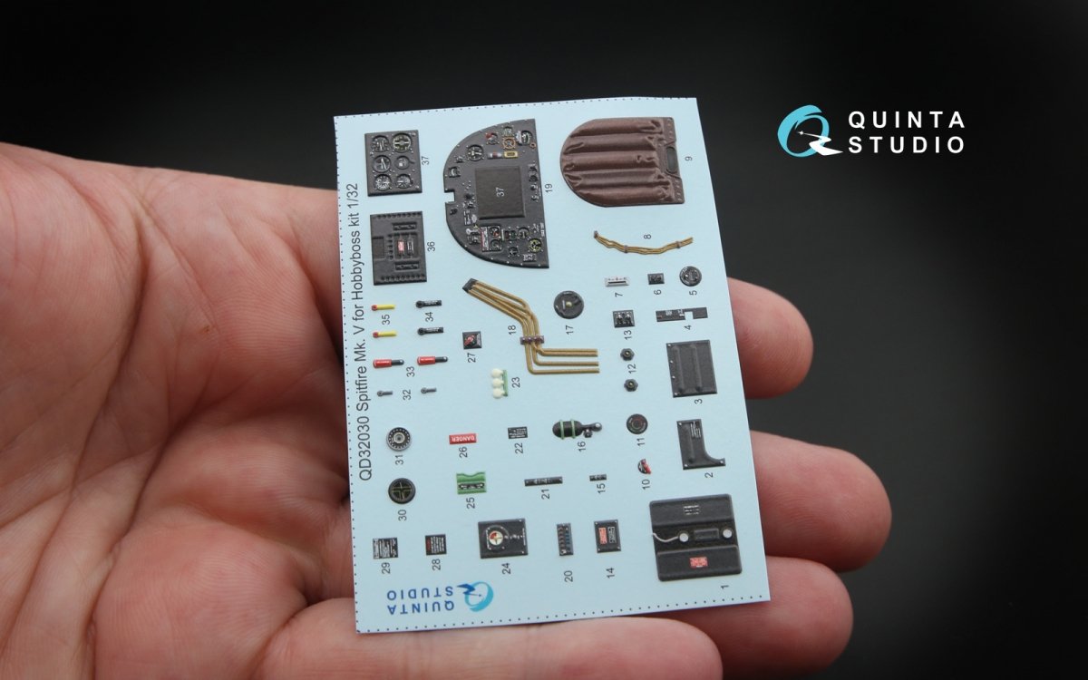 Quinta Studio QD32030 Spitfire Mk.V 3D-Printed &amp;amp; colored Interior on decal paper (for Hobbyboss kit) 1/32 – Bild 3
