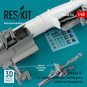 RESKIT RSU48-0316 A-7E &amp;quot;CORSAIR II&amp;quot; AIR INTAKES, WHEEL BAYS, LANDING GEARS, WHEELS FOR HASEGAWA KIT (3D PRINTED) 1/48 – image 2
