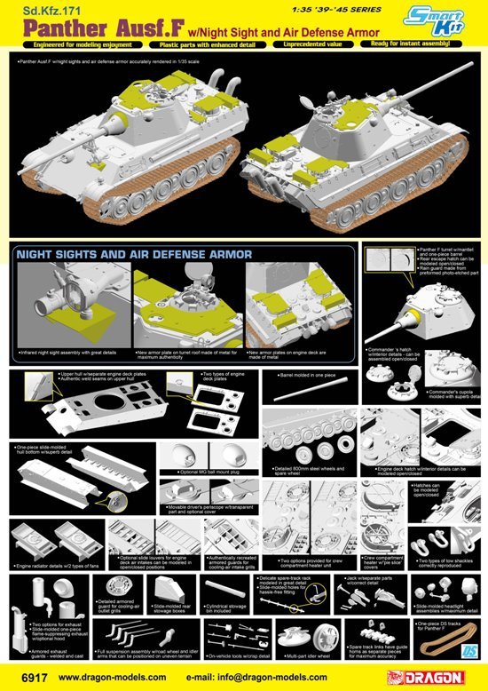 Dragon 6917 Panther Ausf.F w/Night Sight and Air Defense Armor 1/35 – Bild 2