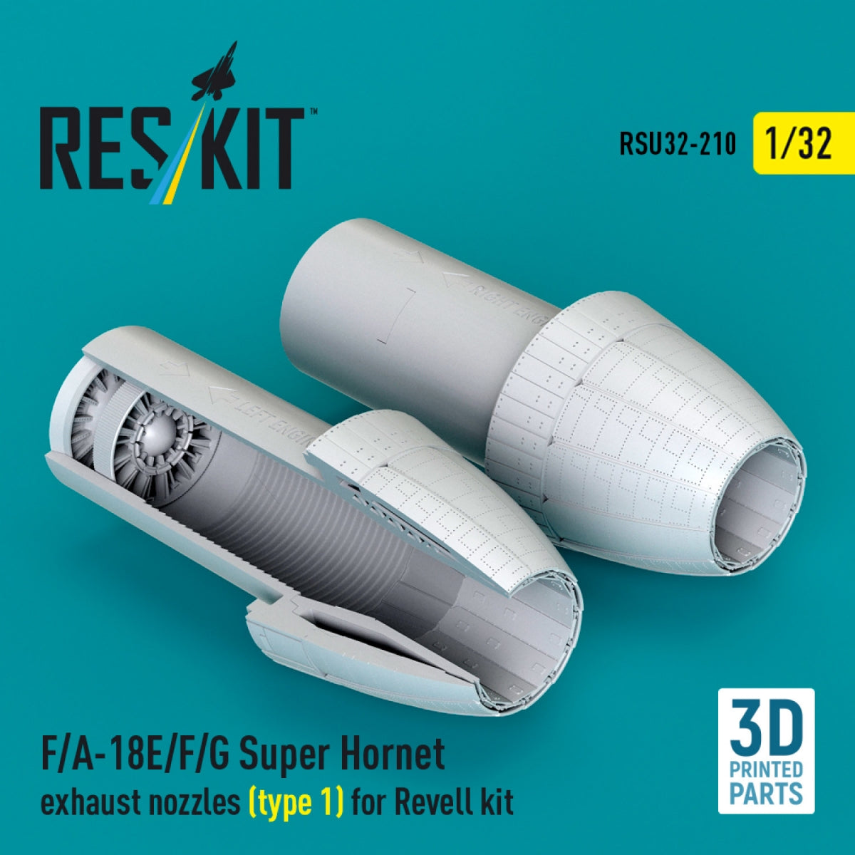 RESKIT RSU32-0210 F/A-18E/F/G Super Hornet exhaust nozzles (type 1) for Revell kit (3D Printed) 1/32