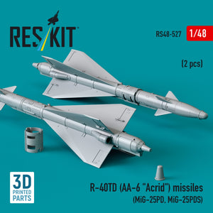 RESKIT RS48-0527 R-40TD (AA-6 &amp;quot;Acrid&amp;quot;) missiles (2 pcs) (3D printed) 1/48 – image 3