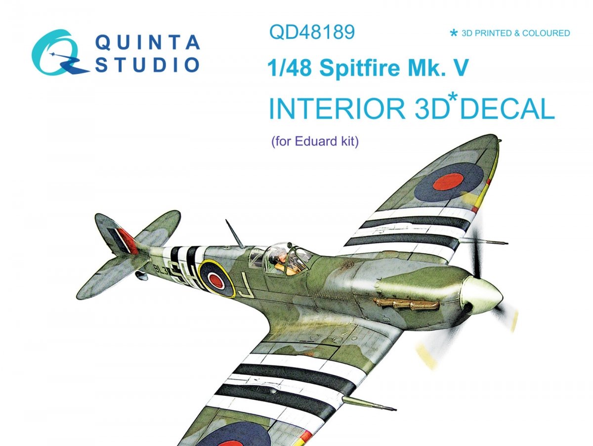 Quinta Studio QD48189 Spitfire Mk.V 3D-Printed &amp; colored Interior on decal paper (for Eduard kit) 1/48
