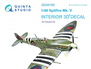 Quinta Studio QD48189 Spitfire Mk.V 3D-Printed &amp;amp; colored Interior on decal paper (for Eduard kit) 1/48