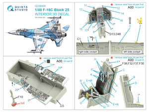 Quinta Studio QD48400 F-16C block 25 3D-Printed &amp;amp; colored Interior on decal paper (Kinetic 2022 tool) 1/48 – image 2