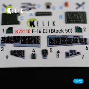 KELIK K72110 F-16 CJ (Block 50) interior 3D decals for Tamiya kit 1/72 – image 2