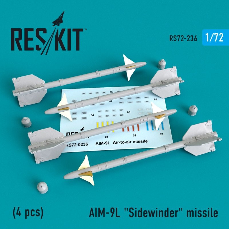 RESKIT RS72-0236 AIM-9L "Sidewinder" missile (4 PCS) 1/72