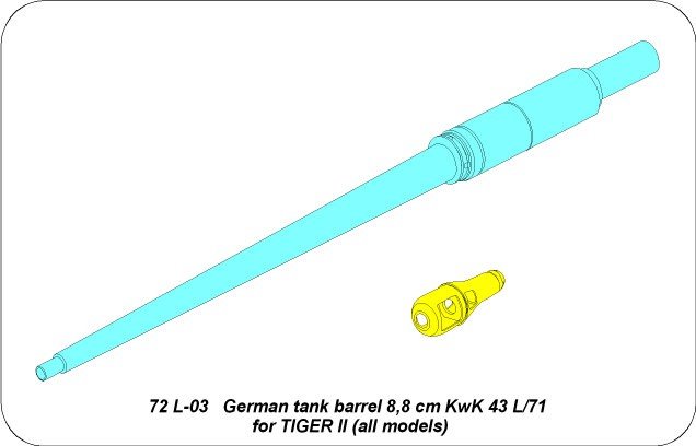 Aber 72L-03 8.8 cm KwK 43L/71 barrel for Tiger II/German Tank Barrel 8.8 cm KwK 43 L/71 for Tiger II 1/72 – image 4