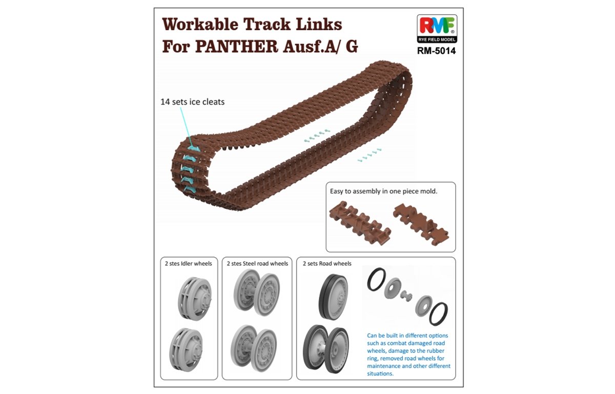 Rye Field Model 5014 Workable Track Links for Panther Ausf. A/G 1/35 – obrázek 3
