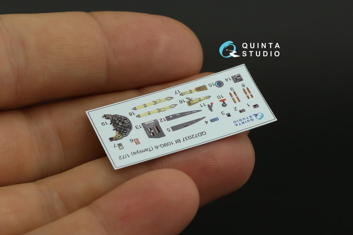 Quinta Studio QD72037 Bf 109 G-6 3D-Printed &amp;amp; colored Interior on decal paper (Tamiya) 1/72 – Bild 3