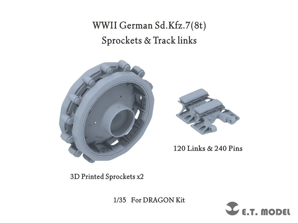 ET Model P35-060 WWII German Sd.Kfz.7(8t) Sprockets &amp; Track links ( 3D Printed ) 1/35
