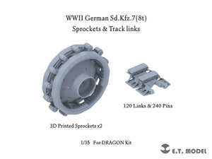 ET Model P35-060 WWII German Sd.Kfz.7(8t) Sprockets &amp;amp; Track links ( 3D Printed ) 1/35