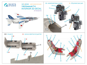 Quinta Studio QD+48349 Kawasaki T-4 3D-Printed &amp;amp; colored Interior on decal paper (Hasegawa) (with 3D-printed resin parts) 1/48 – image 2