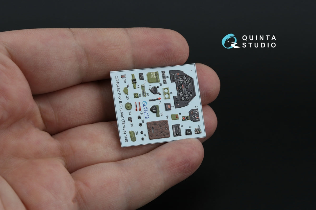 Quinta Studio QD48482 P-51B/C (Late) 3D-Printed colored Interior on decal paper (Tamiya) 1/48 – obrázek 7