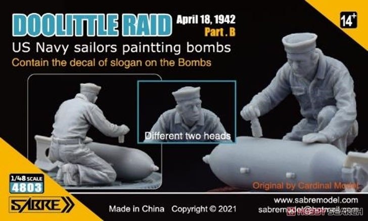 Saber 4803 Doolittle Raid Part B US Navy Sailors Painting Bombs 1/48