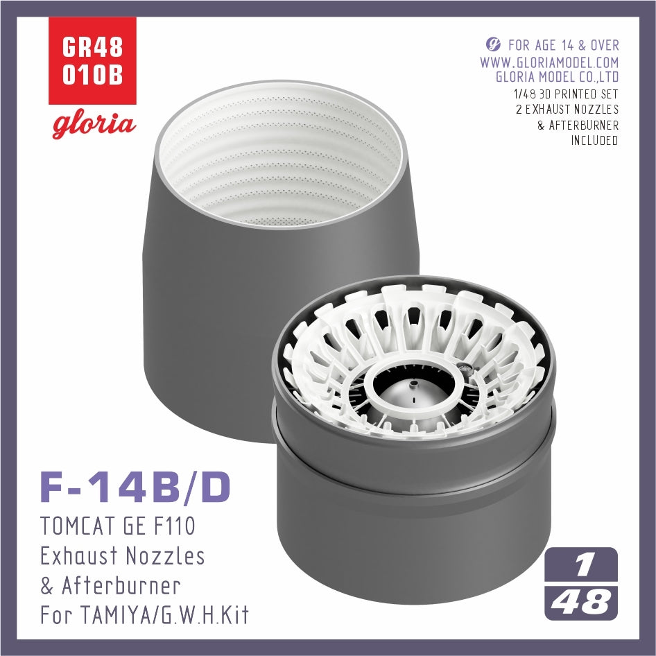 Gloria GR48010B F-14B/D F110-GE-400 Exhaust Nozzle &amp;amp; Afterburner CLOSED TAMIYA/GWH 1/48 – Bild 2