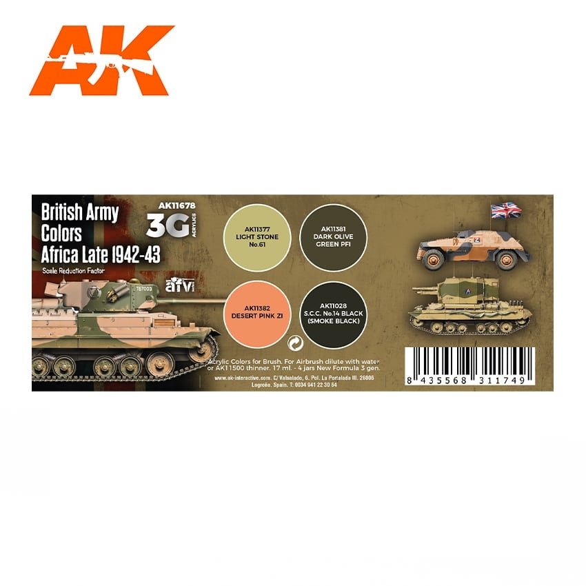 AK Interactive AK11678 3G BRITISH ARMY COLORS AFRICA LATE 1942-1943 4x17 ml – image 2