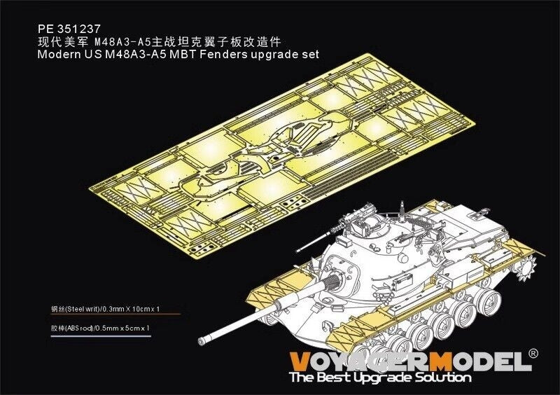 Kit de mise à niveau des ailes de char de combat principal américain moderne M48A3-A5 Voyager Model PE351237 pour TAKOM 2161 et 2162 au 1/35