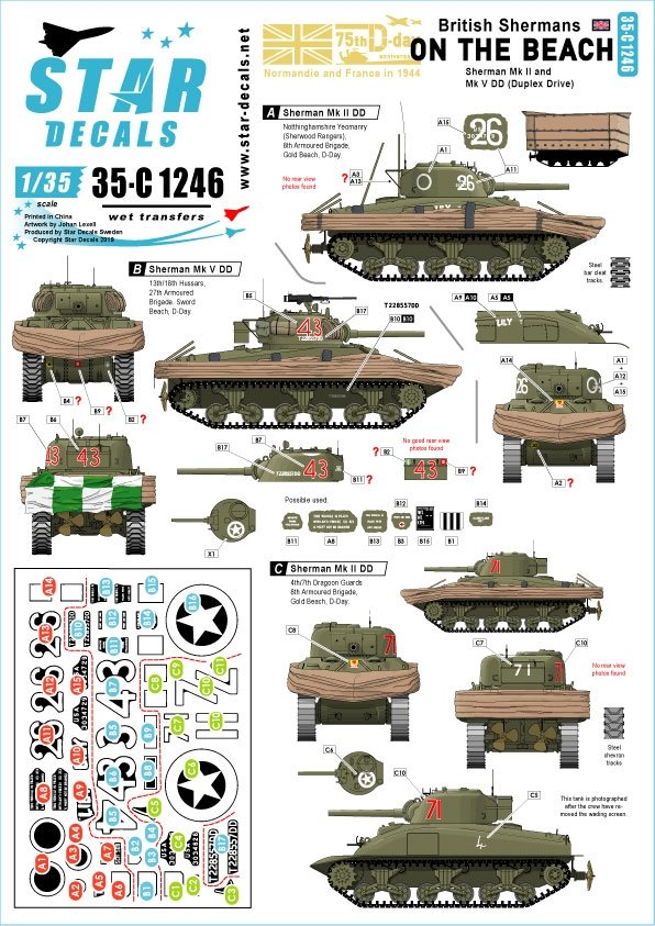 Star Decals 35-C1246 Shermans britanniques sur la plage 1/35