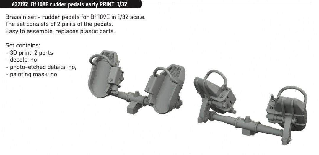 Eduard 632192 Bf 109E rudder pedals early PRINT 1/32 – obrázek 2